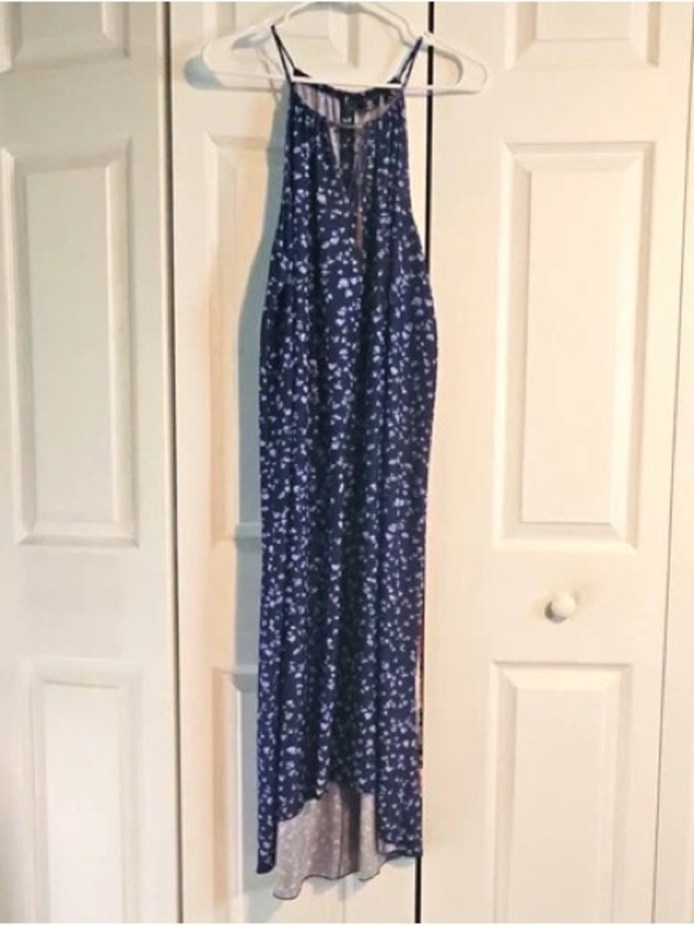 Mlle Gabrielle Navy Floral Maxi Dress with Halter Neck